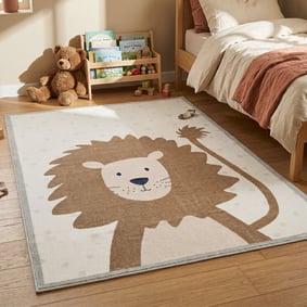 Wasbaar kindervloerkleed - Simba Lion Bruin